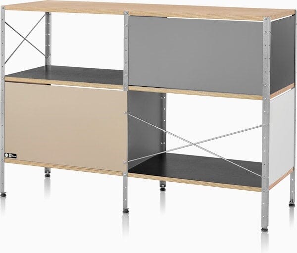 Eames ESU201 by Herman Miller storage herman miller Neutral Colors Zinc Plated Frame 