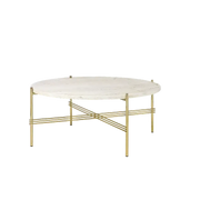 TS Round Coffee Table - Marble Top Tables Gubi Brass Neutral White Travertine Medium: Dia 31.5"