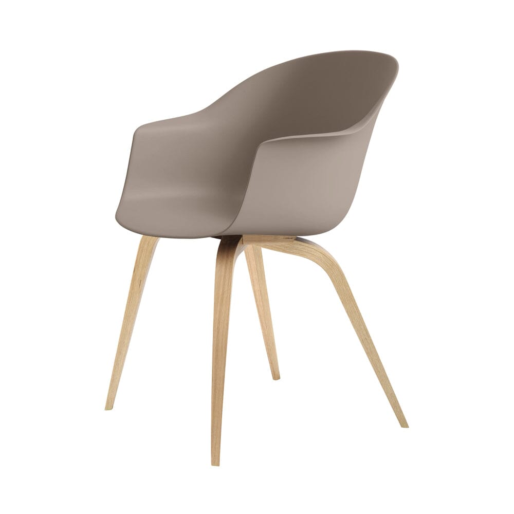 Bat Wood Base Dining Chair - Unupholstered Chairs Gubi Oak Semi Matt Lacquered New Beige 