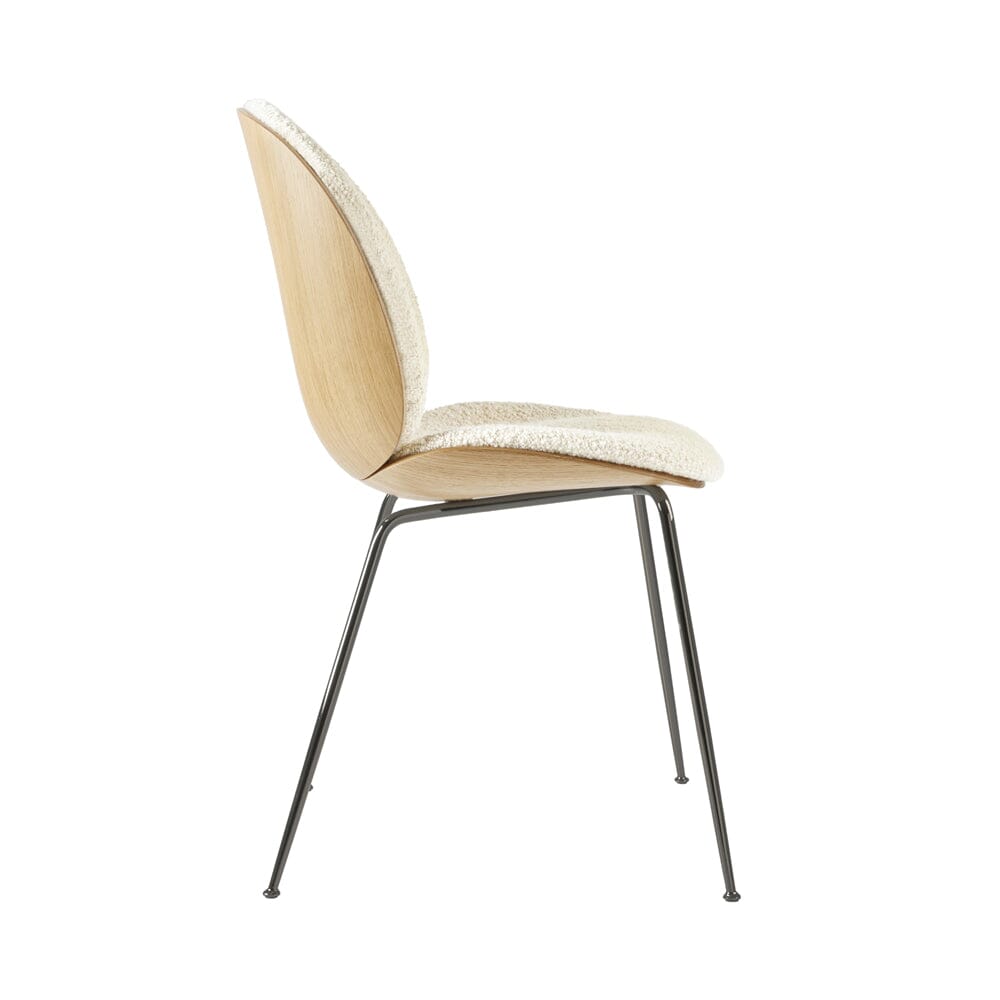 Beetle Dining Chair with Conic Base - Veneer Shell - Front Upholstered Chairs Gubi 