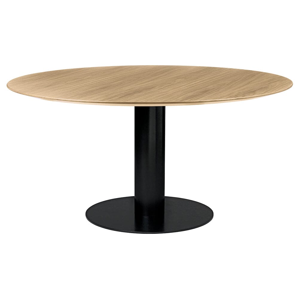 2.0 Round Dining Table Dining Tables Gubi Small Black base Oak Semi Matt Lacquered