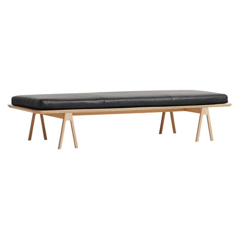 Level Daybed Beds Woud White Pigmented Oak Without Pillow Black Leather