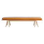 Level Daybed Beds Woud White Pigmented Oak Without Pillow Cognac Leather