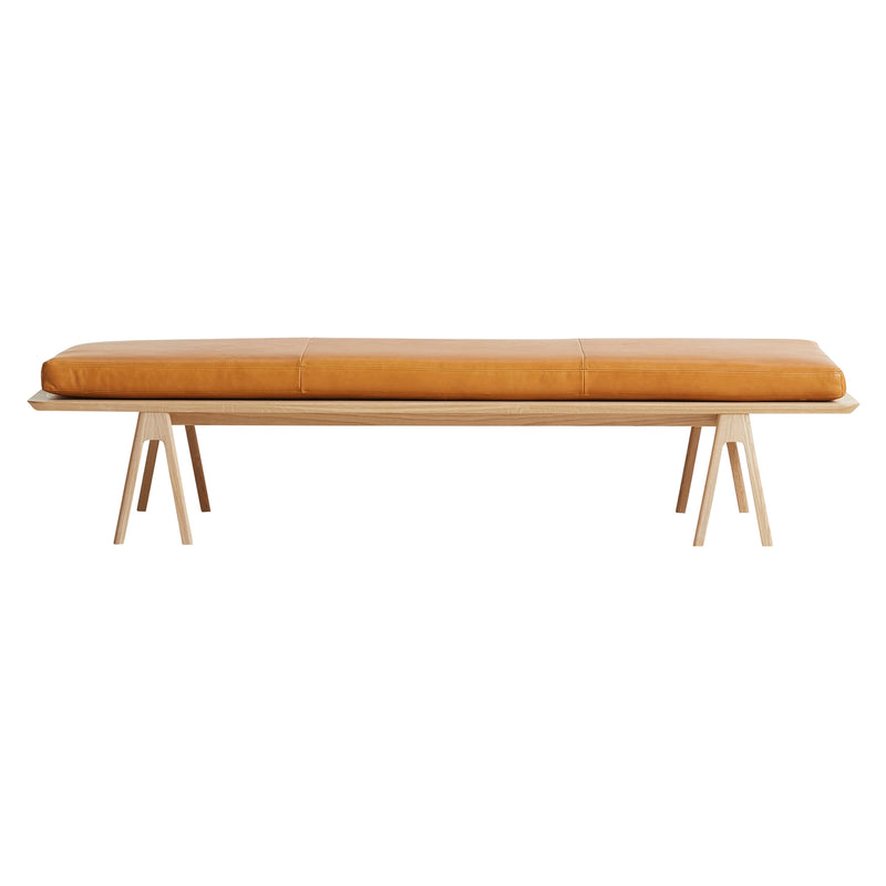 Level Daybed Beds Woud White Pigmented Oak Without Pillow Cognac Leather