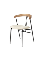 Violin Dining Chair With Wood Backrest - Seat Upholstered Chairs Gubi Oak Karakorum Dedar (001) 