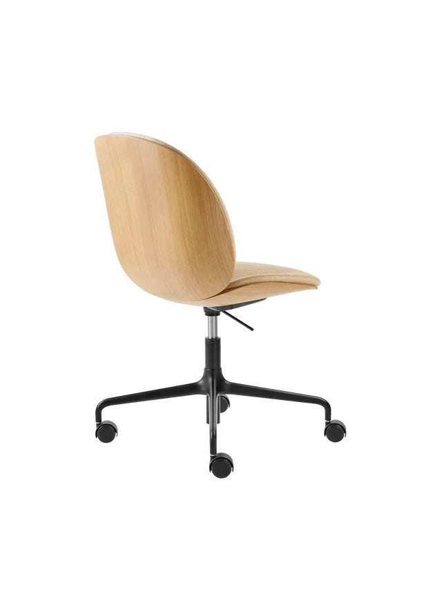 Beetle Meeting Chair 4-Star Base with Castors - Height Adjustable - Front Upholstered - Veneer Shell