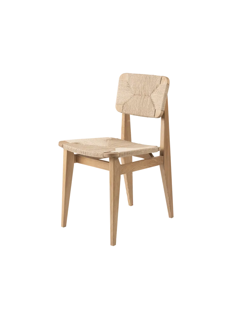 C-Chair Dining Chair- Unupholstered French Cane Chairs Gubi Oak Oiled Paper Cord 