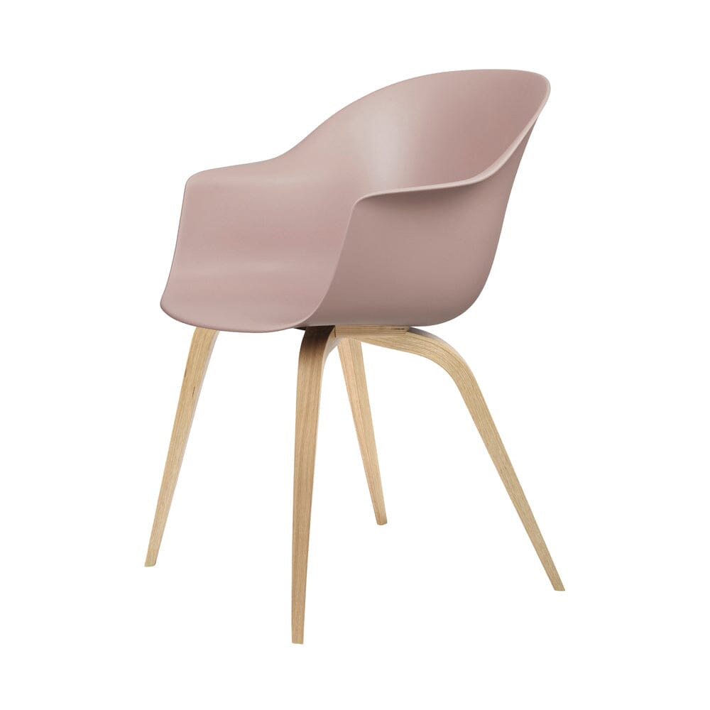 Bat Wood Base Dining Chair - Unupholstered Chairs Gubi Oak Semi Matt Lacquered Sweet Pink 