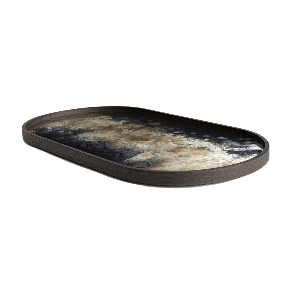 Oblong Black Organic Glass Tray Tray Ethnicraft 