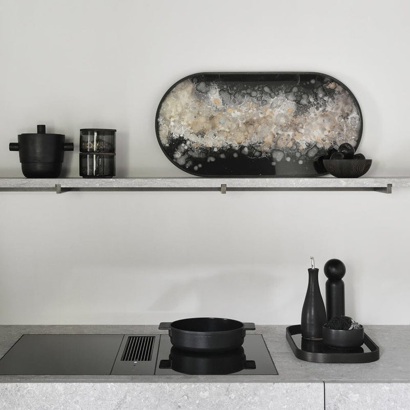 Oblong Black Organic Glass Tray Tray Ethnicraft 