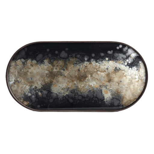 Oblong Black Organic Glass Tray Tray Ethnicraft 