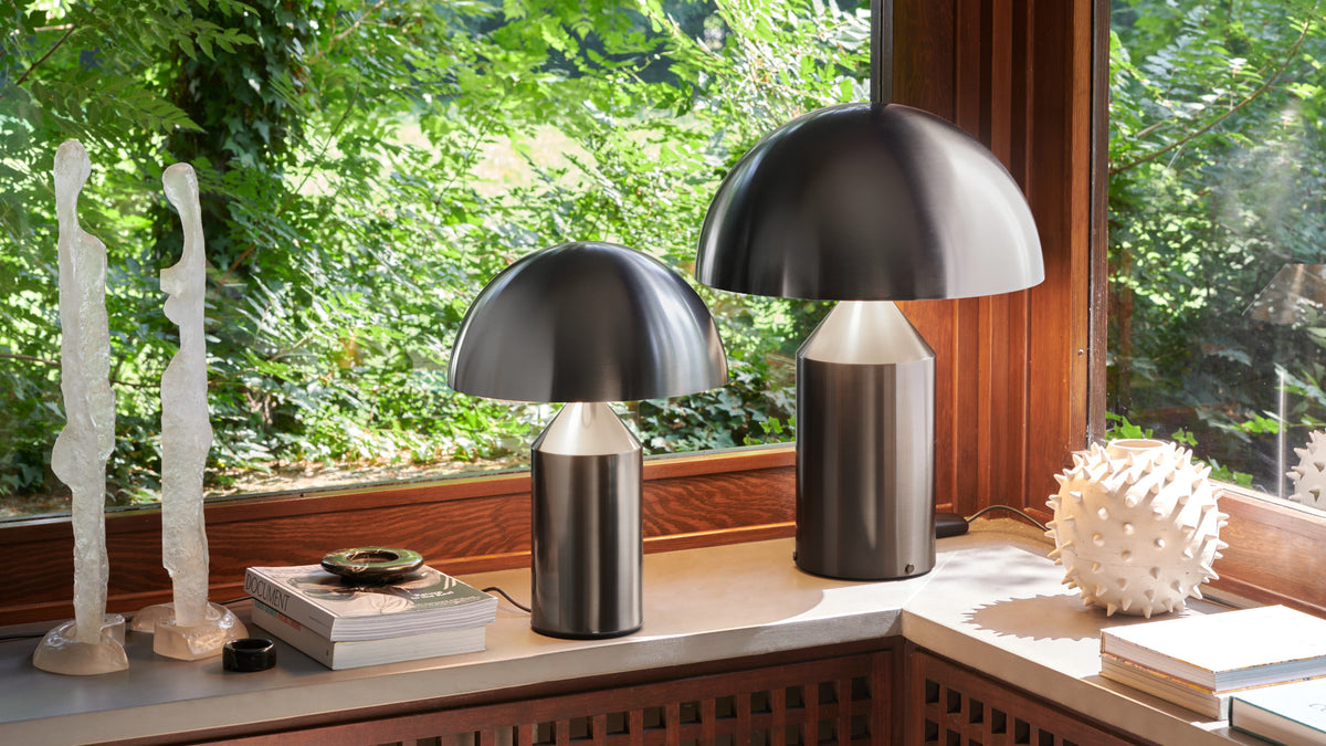 Atollo Nickel Table Lamp Table Lamps Oluce 