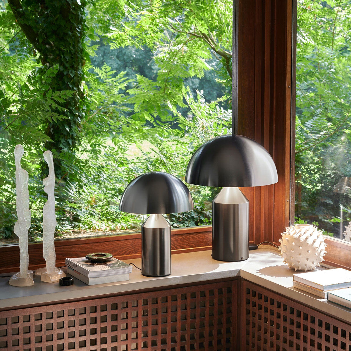 Atollo Nickel Table Lamp Table Lamps Oluce 