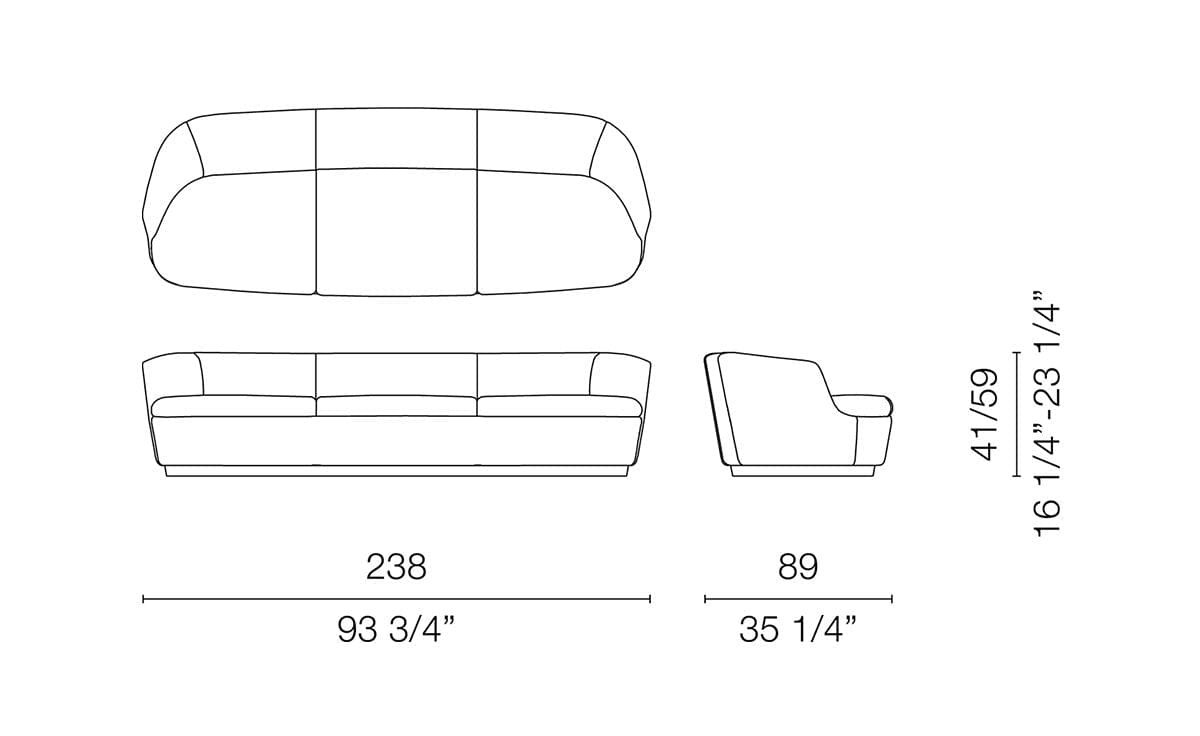 Orla Three Seat Sofa Sofa Cappellini 