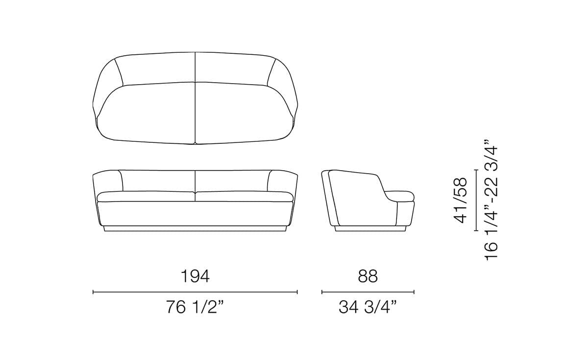 Orla Two Seat Sofa Sofa Cappellini 