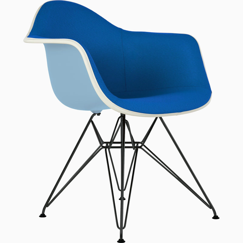 Eames Molded Plastic Upholstered Arm Chair with Wire Base Side/Dining herman miller 