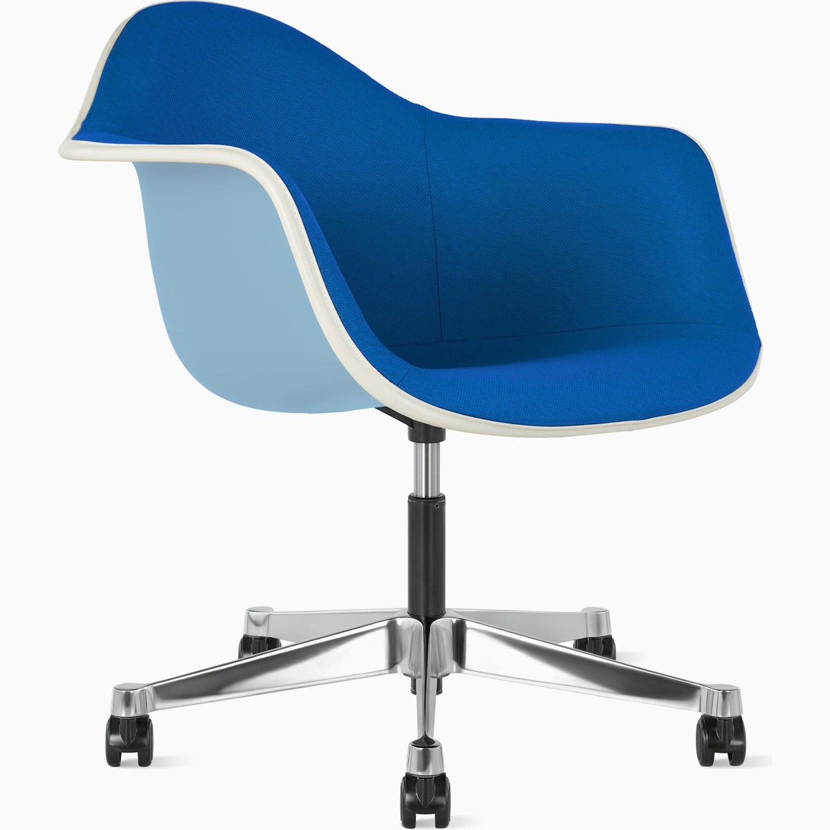 Eames Molded Upholstered Armchair with Task Base task chair herman miller 