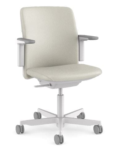 Path Chair / Frame: Light Gray with Dark Gray Trim / Ticino Leather: Glacier / Adjustable Duron Arms / Hard Castors for carpet / Cylinder: Standard Height humanscale 