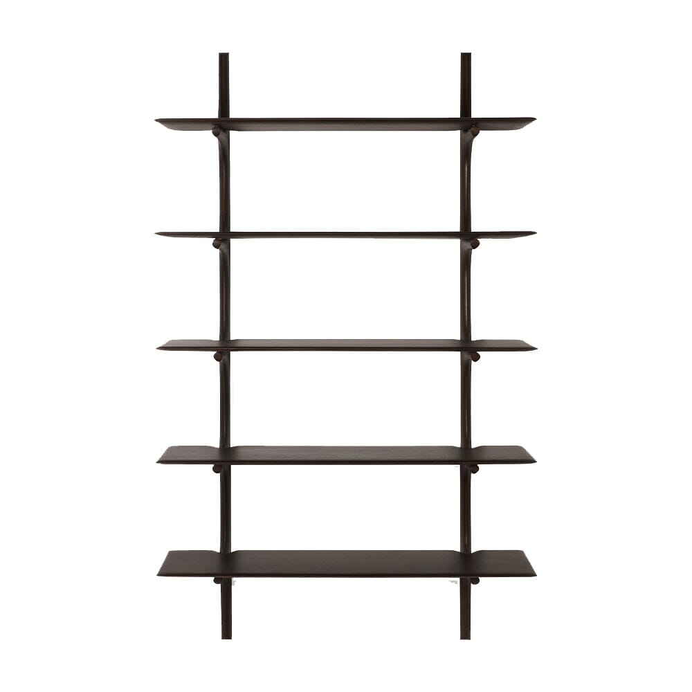 PI Wall Shelf storage Ethnicraft Mahogany Dark Brown 5 Shelves 