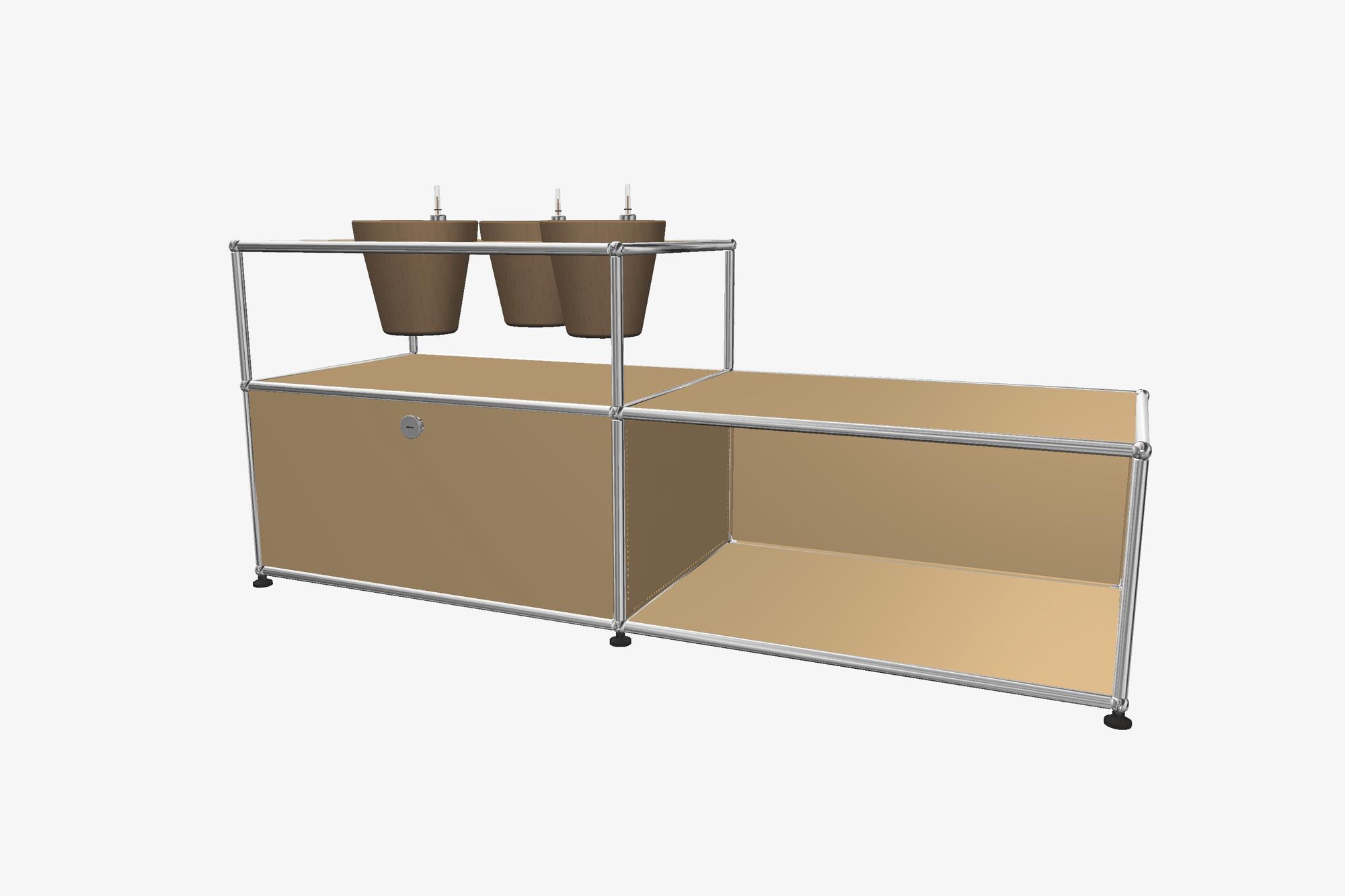 USM Haller Custom Side Table with Planter Panel (4 Planters included) Desks USM USM Beige Basalt Grey 