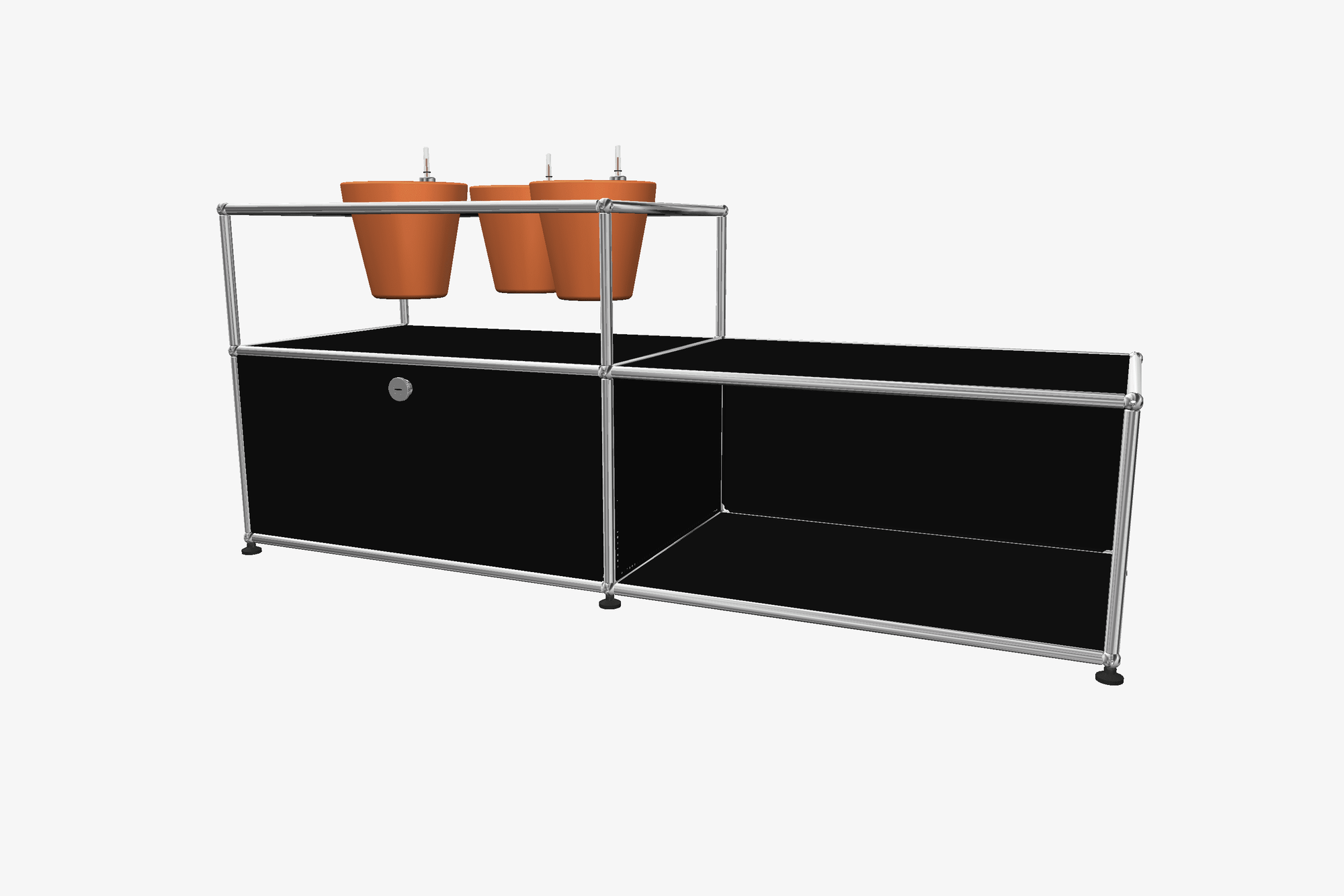 USM Haller Custom Side Table with Planter Panel (4 Planters included) Desks USM Graphite Black Terracotta 