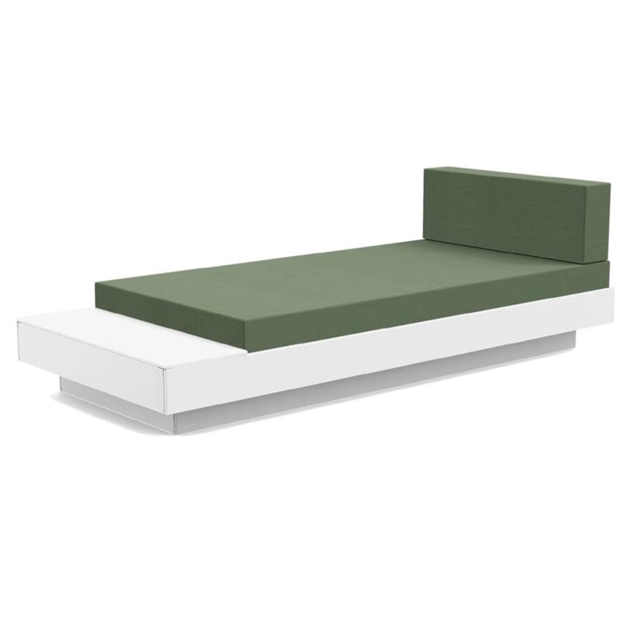 Platform One Chaise Lounge with Table lounge chairs Loll Designs Cloud White Canvas Fern 