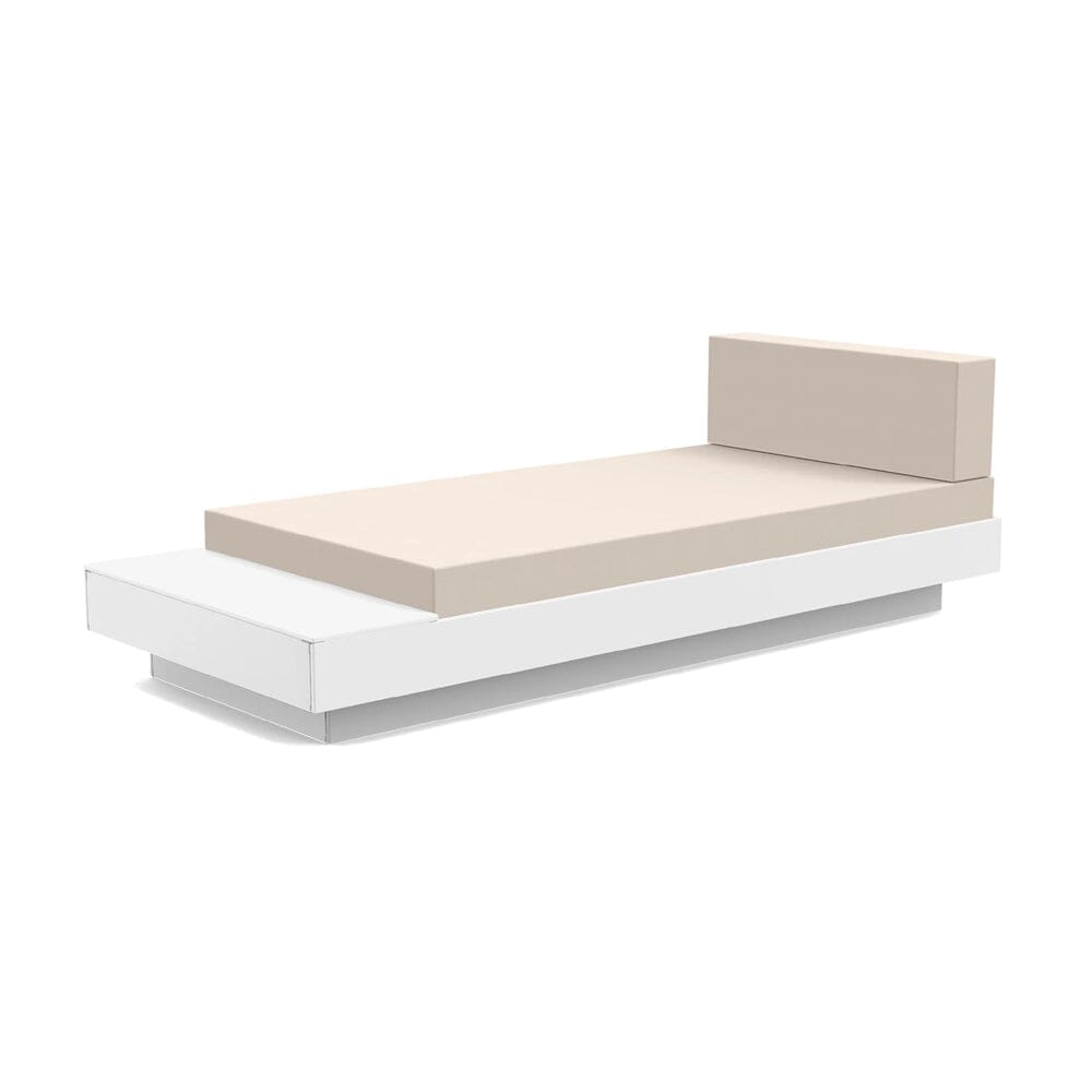 Platform One Chaise Lounge with Table lounge chairs Loll Designs Cloud White Canvas Flax 