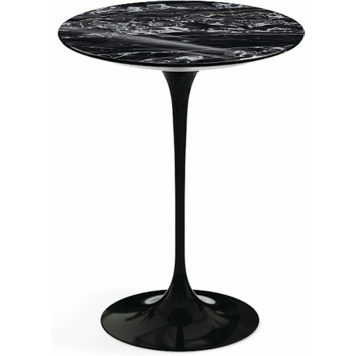 Saarinen Side Table - 16" Round side/end table Knoll Black Portoro marble, Satin finish 