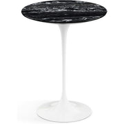 Saarinen Side Table - 16" Round side/end table Knoll White Portoro marble, Satin finish 