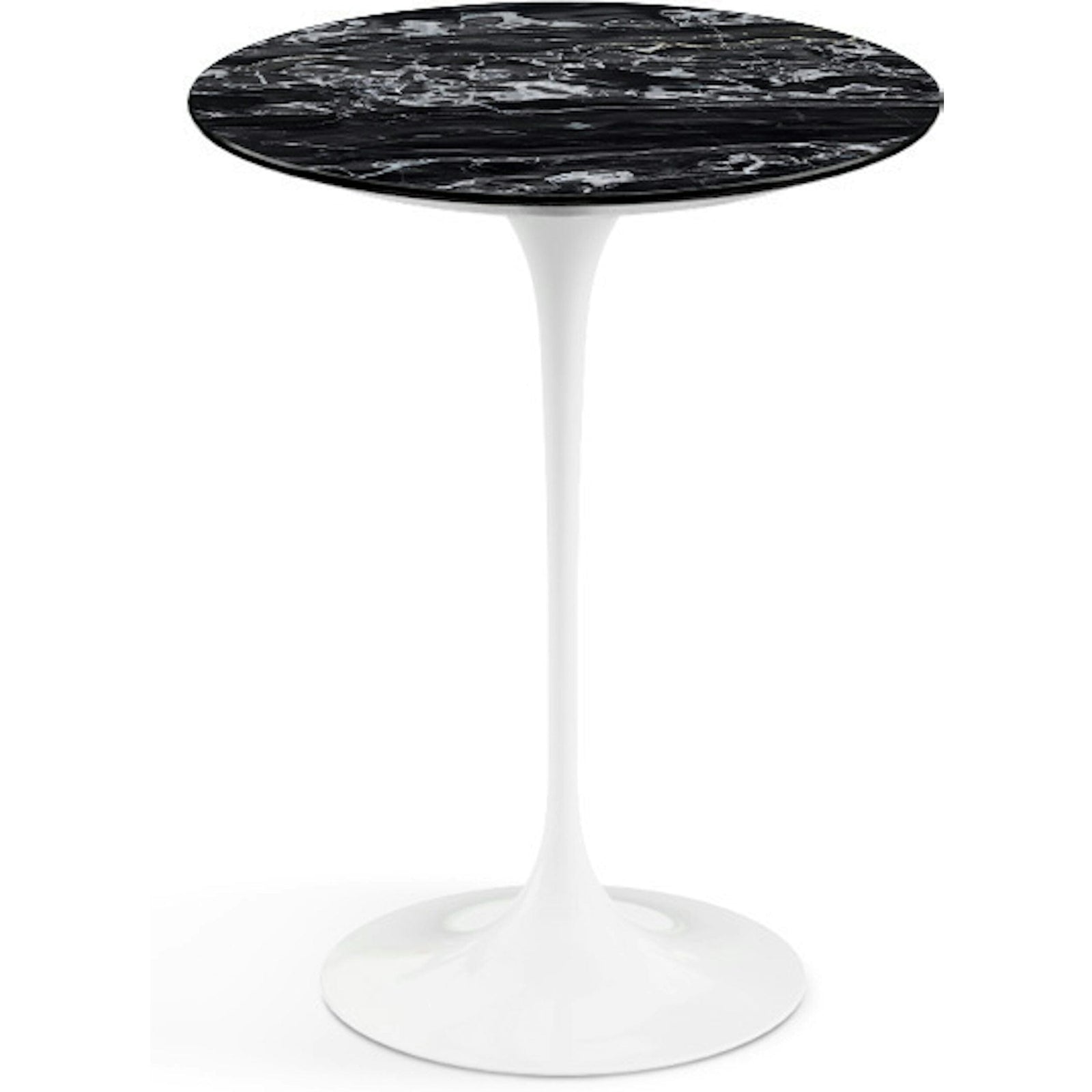 Saarinen Side Table - 16" Round side/end table Knoll White Portoro marble, Satin finish 