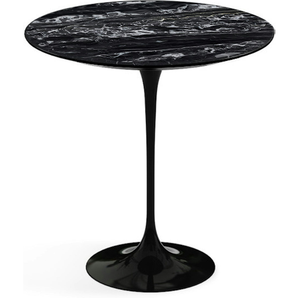 Saarinen Side Table - 20” Round side/end table Knoll Black Portoro marble, Satin finish 