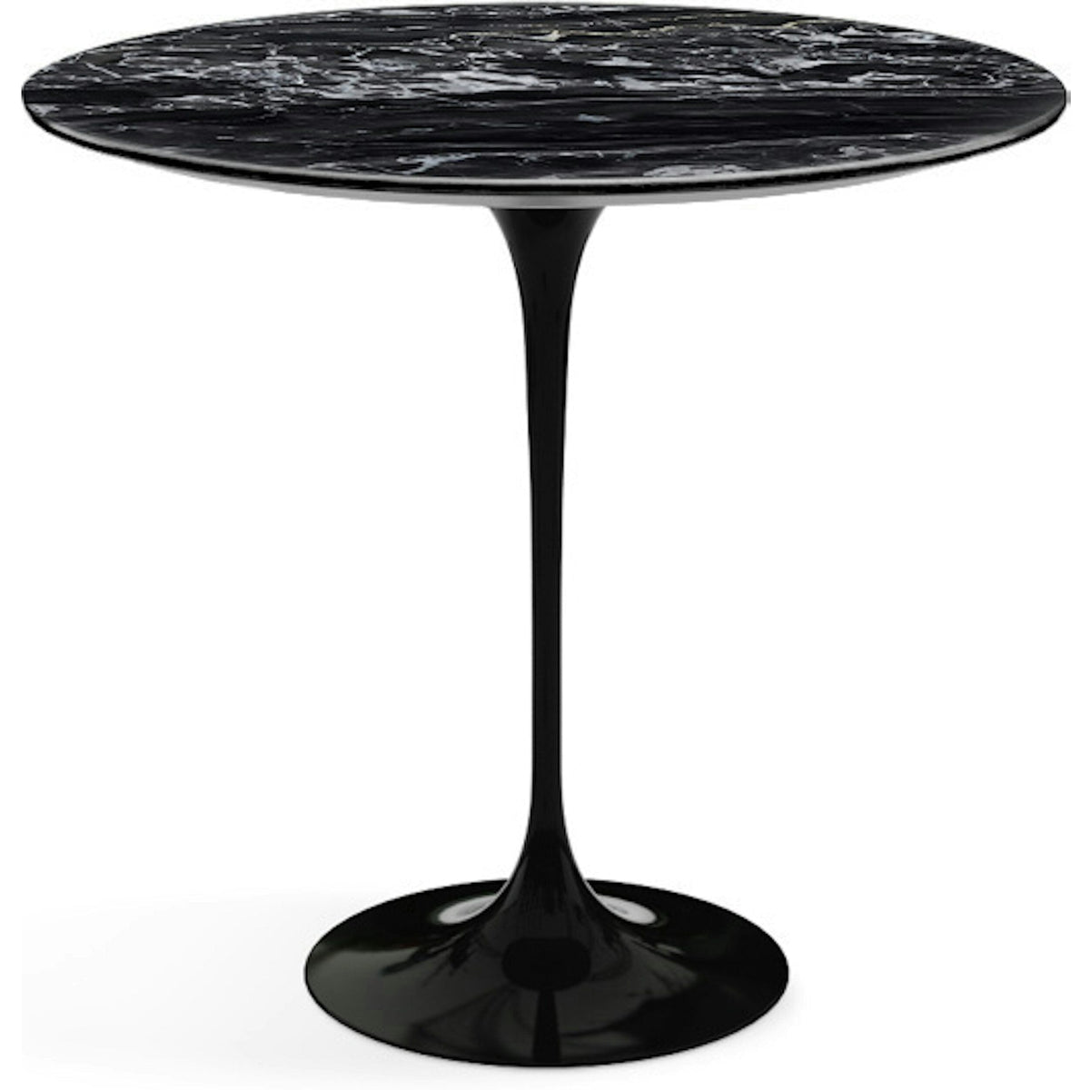 Saarinen Side Table - 22” Oval side/end table Knoll Black Portoro marble, Satin finish 