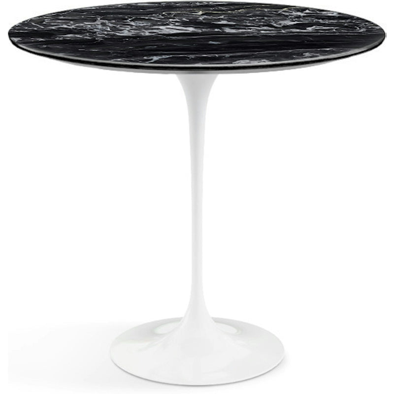 Saarinen Side Table - 22” Oval side/end table Knoll White Portoro marble, Satin finish 