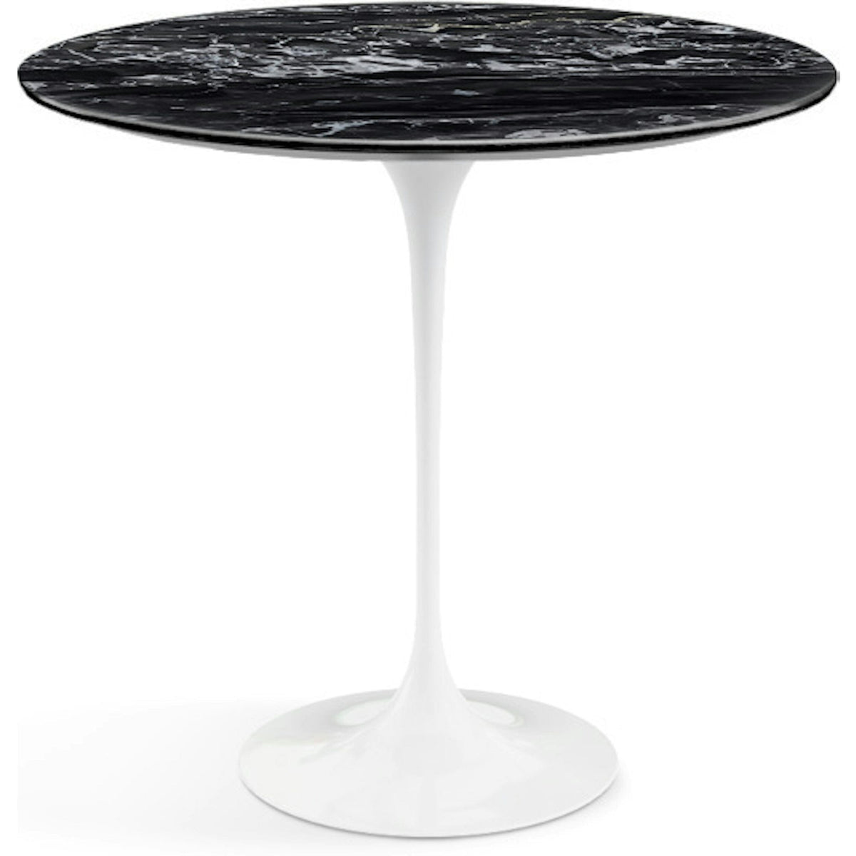 Saarinen Side Table - 22” Oval side/end table Knoll White Portoro marble, Satin finish 