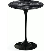 Saarinen Side Table - 16" Round side/end table Knoll Black Portoro marble, Shiny finish 