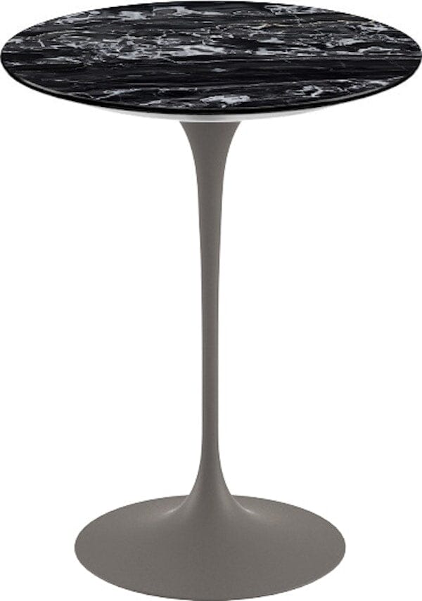 Saarinen Side Table - 16" Round side/end table Knoll Grey Portoro marble, Shiny finish 
