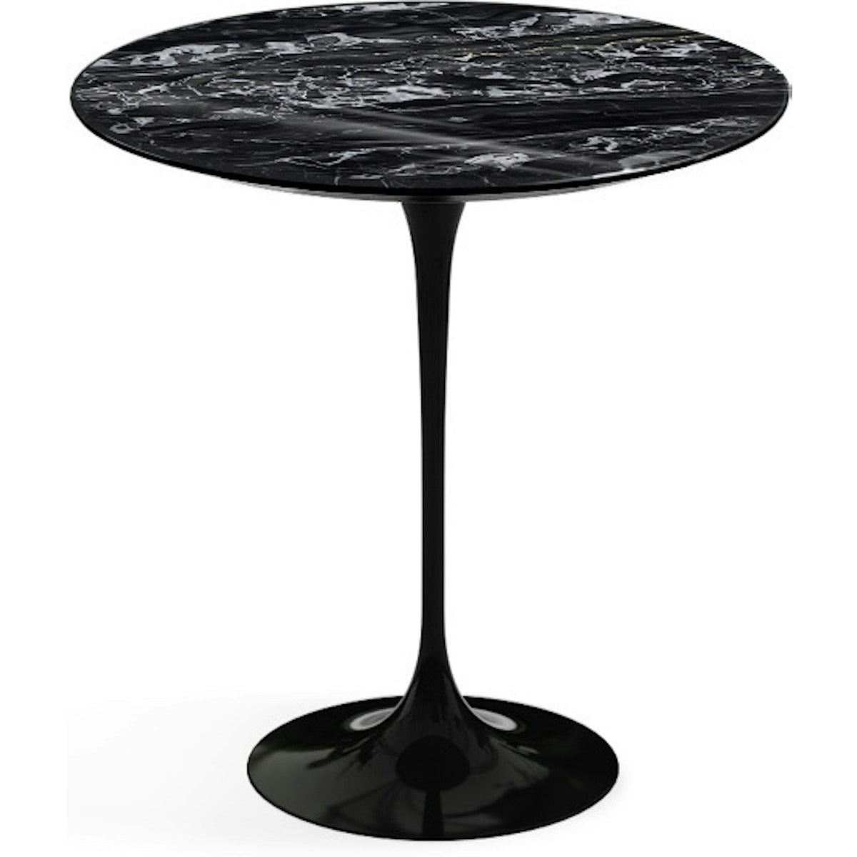Saarinen Side Table - 20” Round side/end table Knoll Black Portoro marble, Shiny finish 