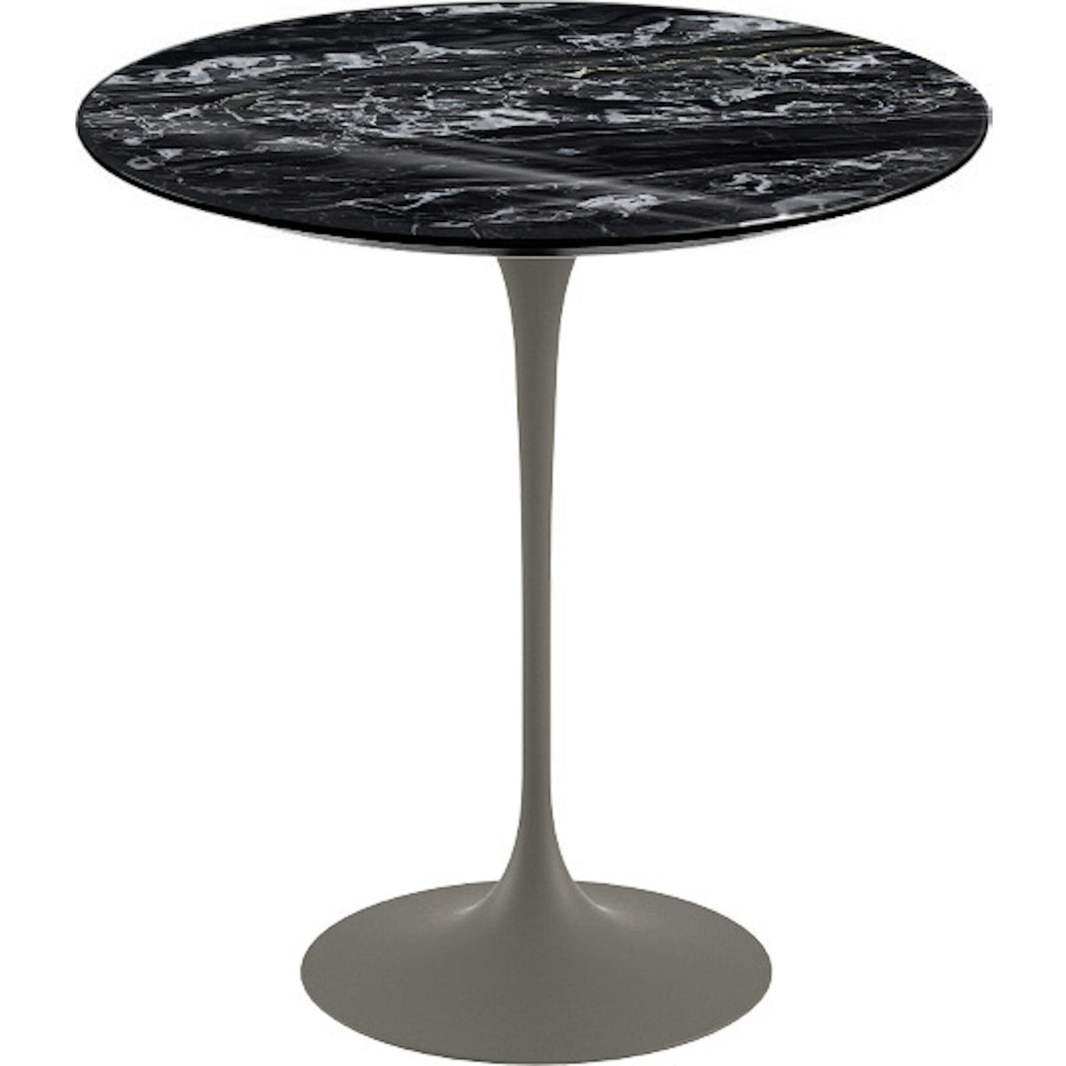 Saarinen Side Table - 20” Round side/end table Knoll Grey Portoro marble, Shiny finish 