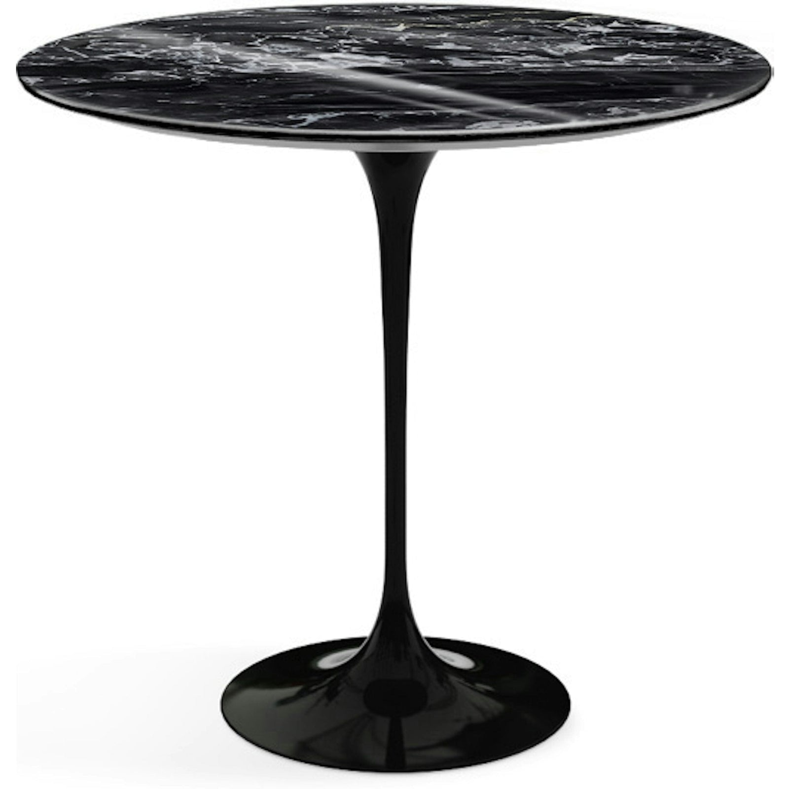 Saarinen Side Table - 22” Oval side/end table Knoll Black Portoro marble, Shiny finish 