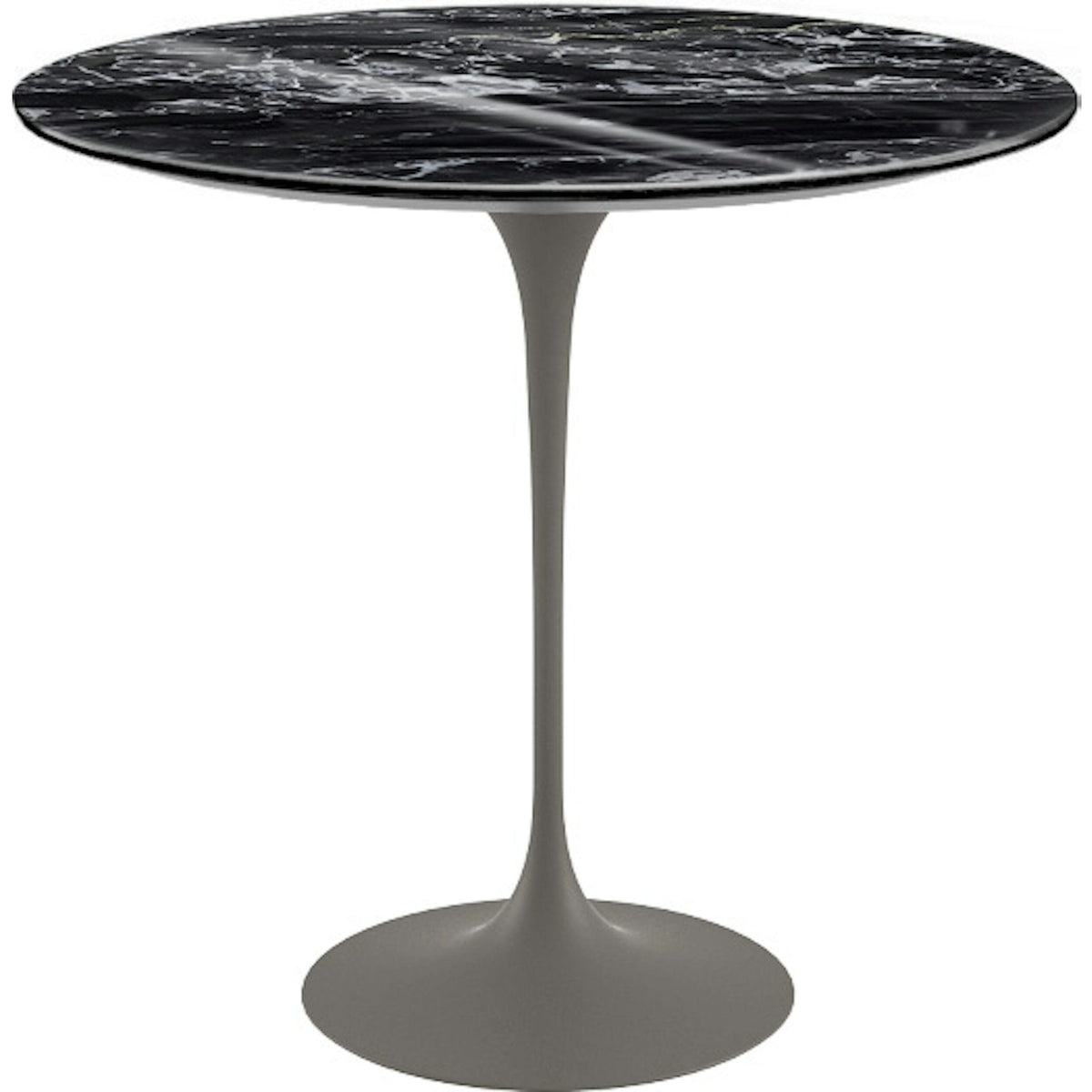 Saarinen Side Table - 22” Oval side/end table Knoll Grey Portoro marble, Shiny finish 