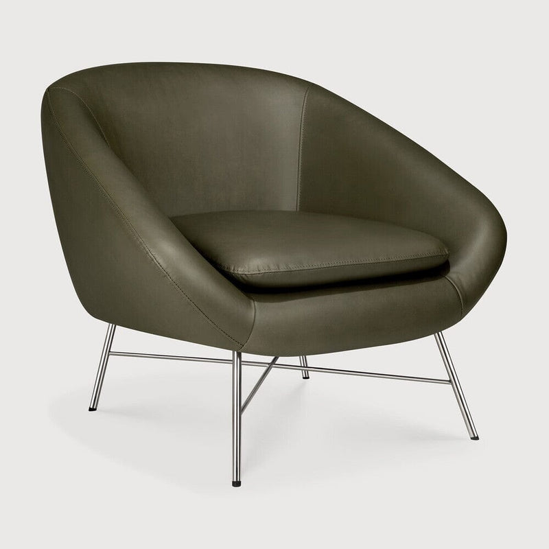 Barrow Lounge Chair Lounge Chair Ethnicraft Green Leather Fabric 