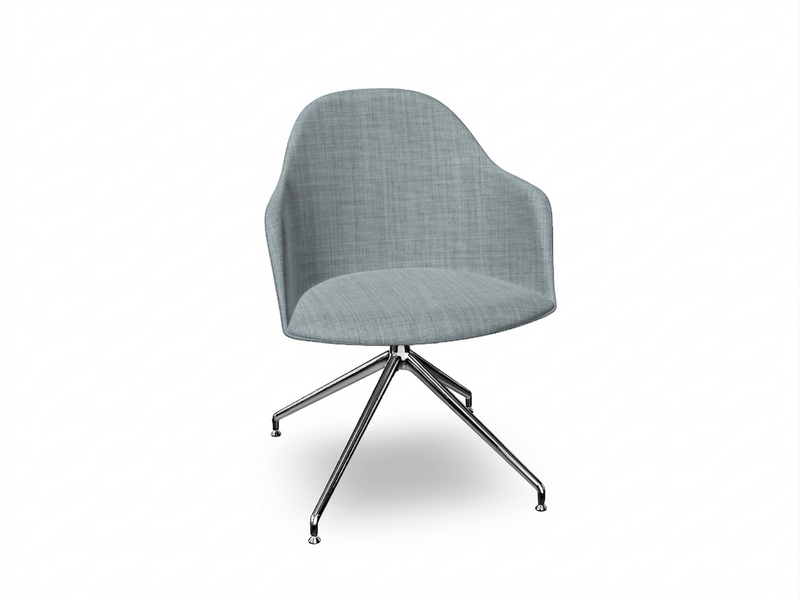 Cila Fully Upholstered Armchair With Swivel Trestle Base