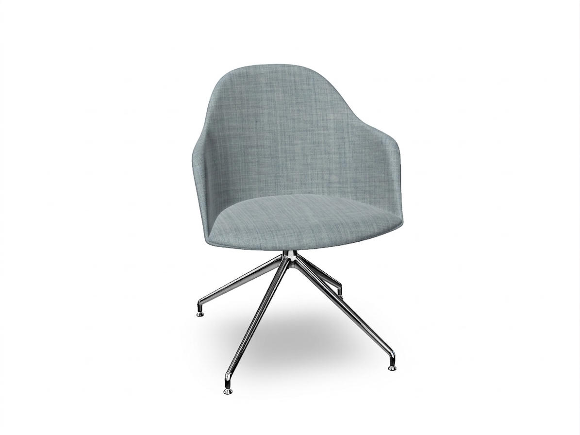 Cila Fully Upholstered Armchair With Swivel Trestle Base