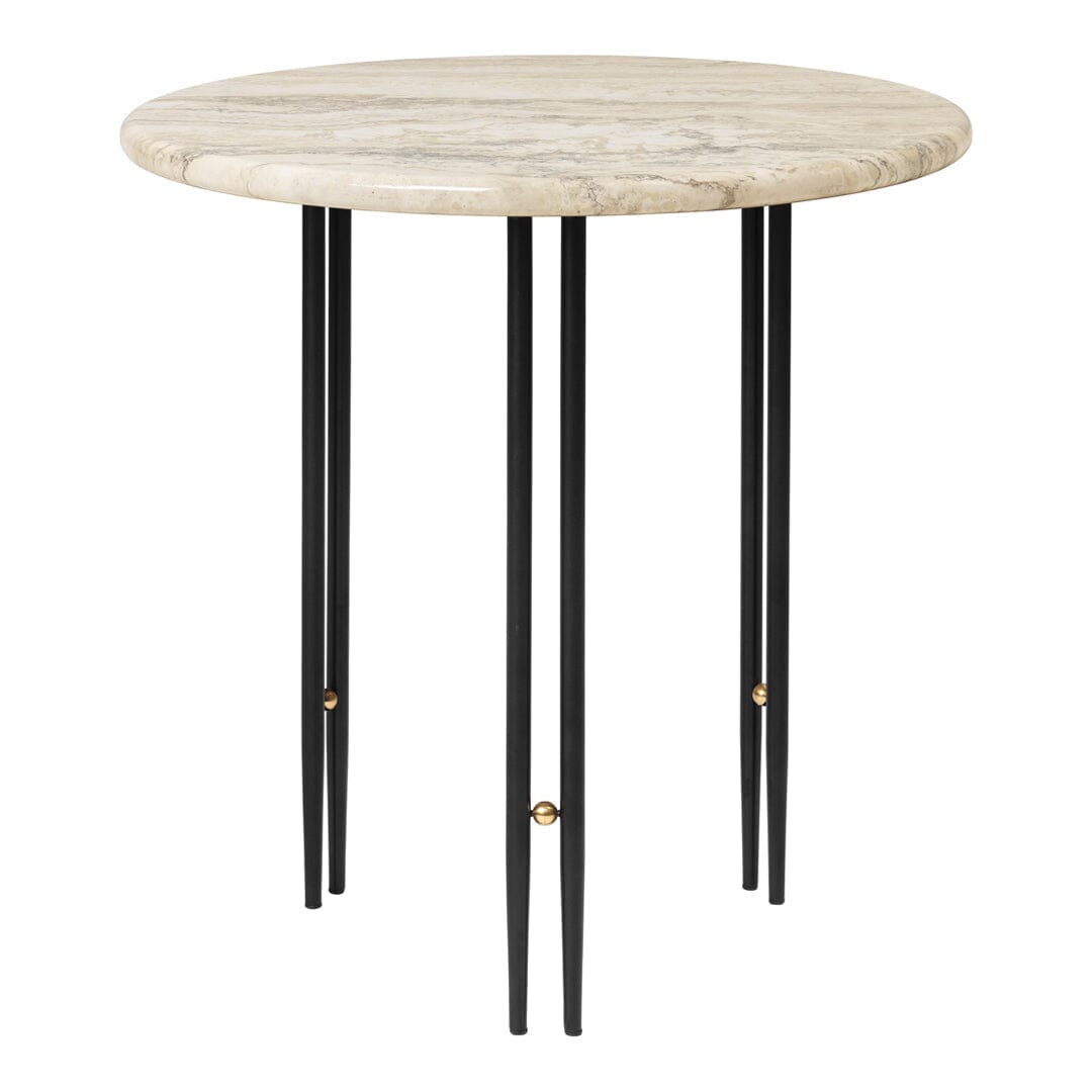 IOI Side Table side table Gubi Rippled Beige Black Semi Matt Base / Brass Sphere 