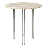 IOI Side Table side table Gubi Rippled Beige Chrome Base / Brass Sphere 