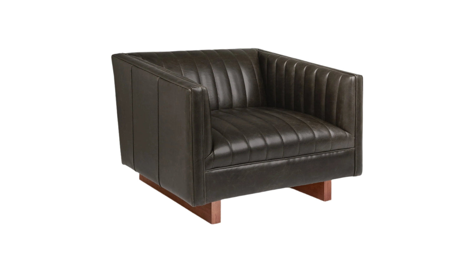 Wallace Chair lounge Gus Modern Saddle Black Leather 