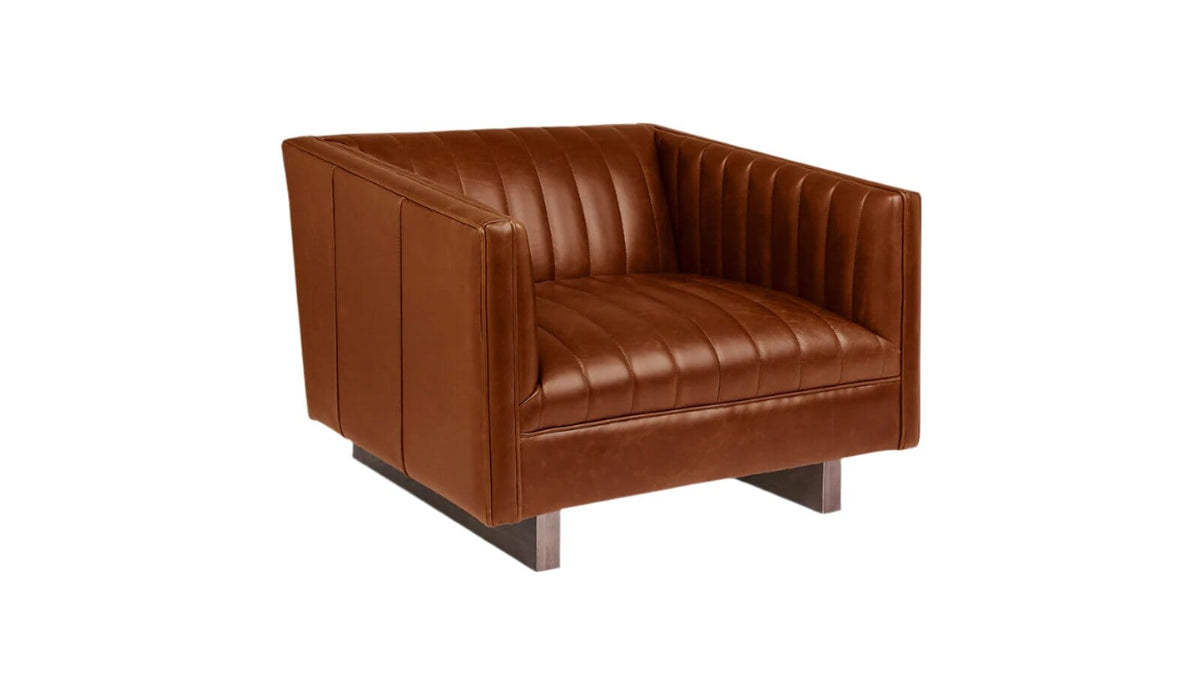 Wallace Chair lounge Gus Modern Saddle Brown Leather 
