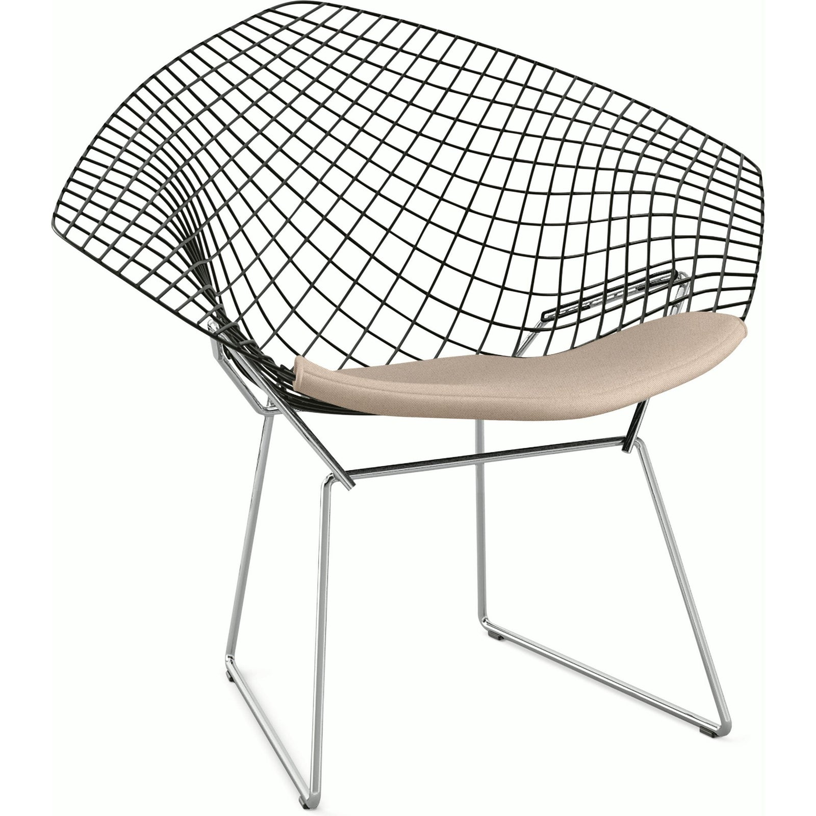 Bertoia Two-Tone Diamond Chair with Seat Cushion Side/Dining Knoll 