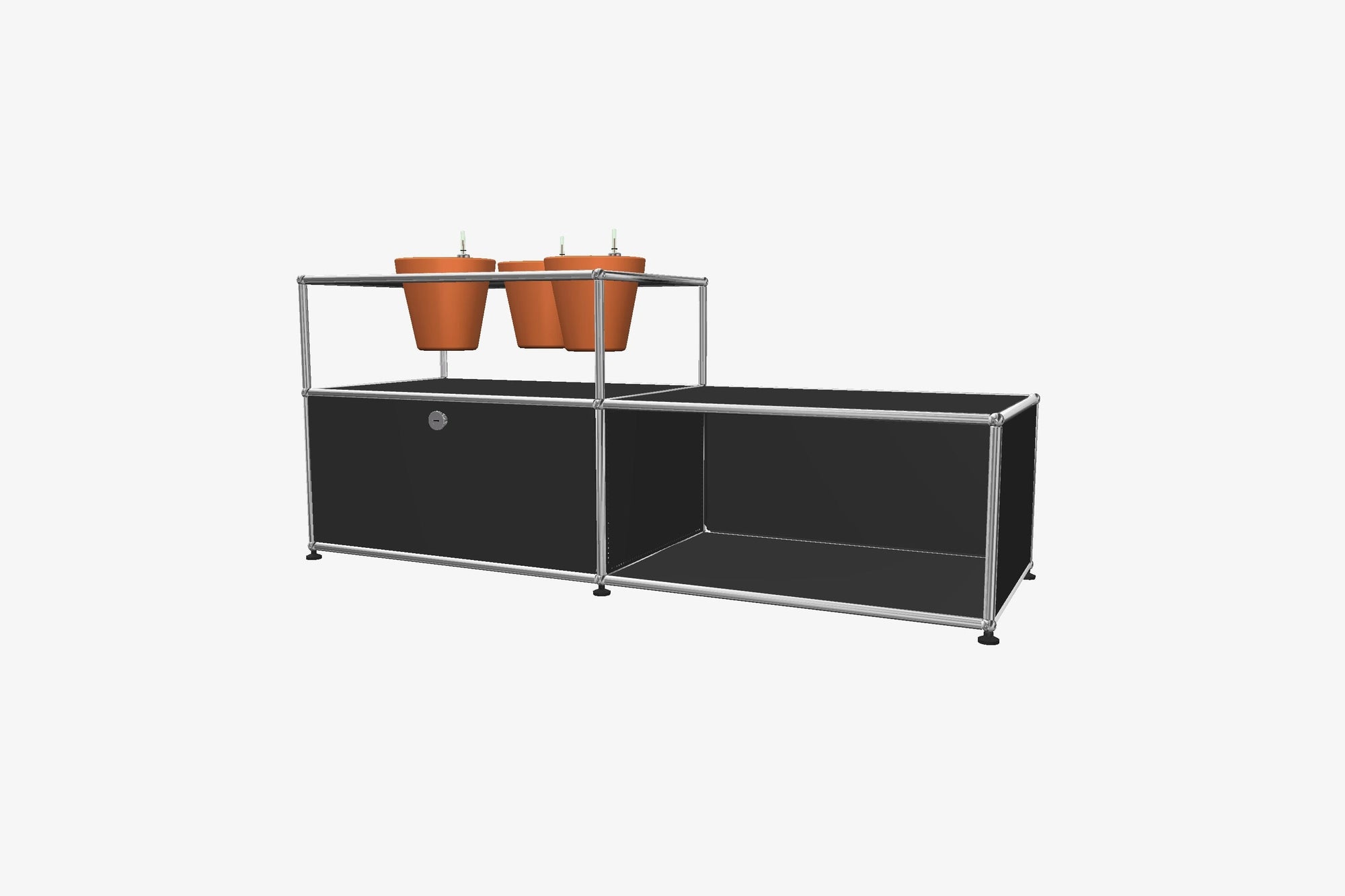 USM Haller Custom Side Table with Planter Panel (4 Planters included) Desks USM Anthracite Gray Terracotta 