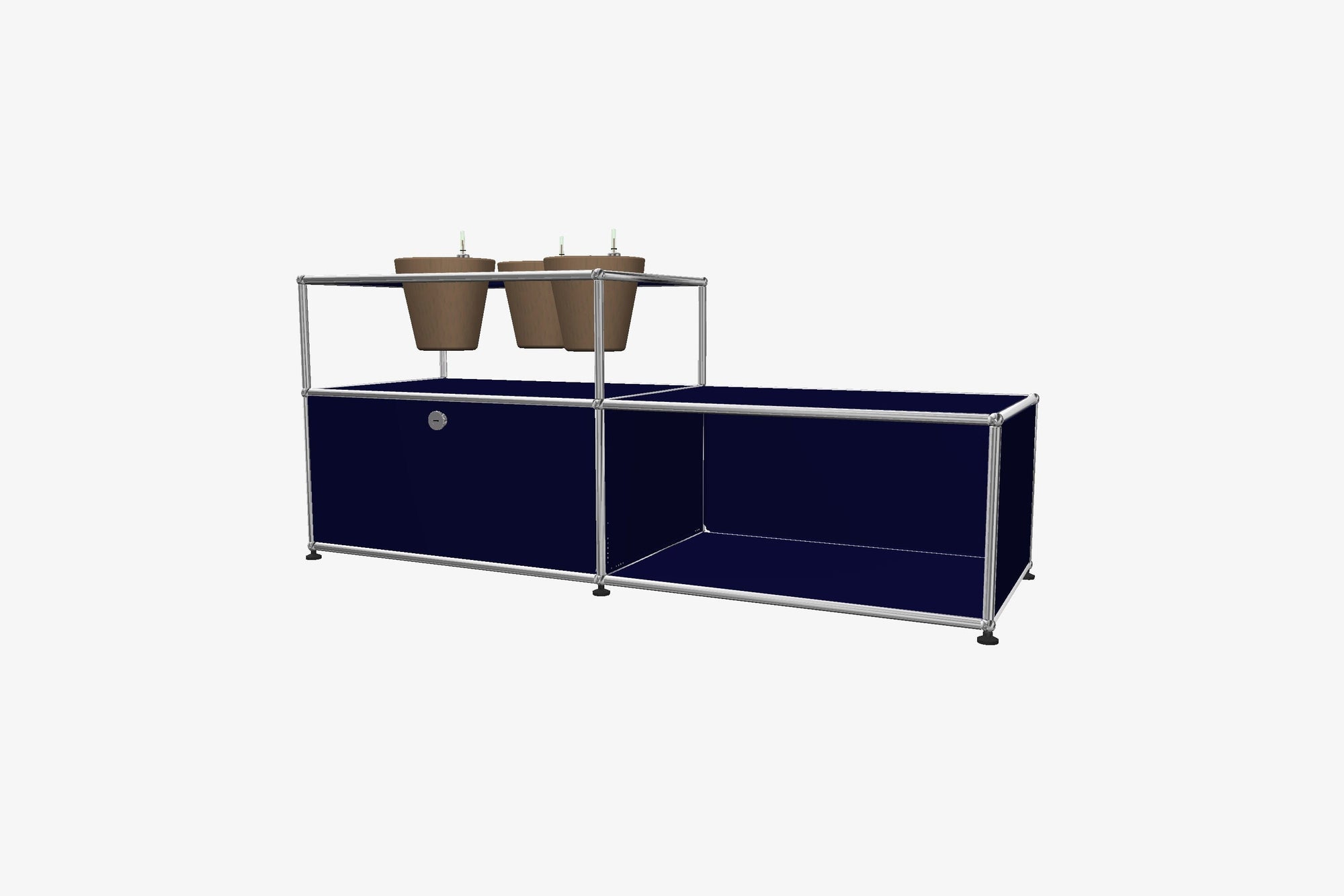 USM Haller Custom Side Table with Planter Panel (4 Planters included) Desks USM Steel Blue Basalt Grey 